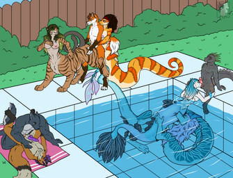 anthro apode black_body black_hair blue_body blue_hair blue_penis breasts countershading cunnilingus fellatio female female/female genitals gradient_hair grey_body grey_countershading group group_sex hair legless male male/female male/male nipples nude oral orange_body orange_scales orgy outside penile penis poolside scales serpentine sex sitting split_form stripes swimming_pool tail tail_around_leg tan_body tan_countershading threesome towel underwater underwater_sex vaginal water white_body white_countershading wolfyakuga disney mythology raya_and_the_last_dragon chakat_blacktail sisu_(ratld) werefox_(character) aquatic canid canine draconcopode dragon felid felid_taur fox lamia mammal mammal_taur merfolk mythological_creature mythological_scalie pantherine pantherine_taur reptile scalie snake taur tiger tiger_taur 2025 hi_res