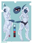 absol absurd_res anthro big_breasts blue_body blue_eyes breasts caydearts female fluffy generation_3_pokemon gradient_background hi_res model_sheet neck_tuft nintendo pokemon pokemon_(species) red_eyes simple_background solo tuft tundra tundra_briar white_body xaveriuz