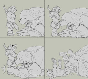 abs anal anthro balls duo erection fellatio genitals male male/male muscular muscular_anthro muscular_male nipples nude oral pecs penile penis sex size_difference eruprior elden_ring fromsoftware gurranq_(elden_ring) tarnished_(elden_ring) canid canine canis mammal wolf absurd_res hi_res