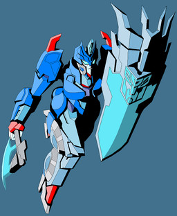 autobot axe battle_axe blue_background blue_eyes fantasy_weapon female frown holding_object holding_weapon kiteshield machine melee_weapon not_furry shield simple_background solo standing weapon tyrranux hasbro takara_tomy transformers chromia cybertronian humanoid robot robot_humanoid