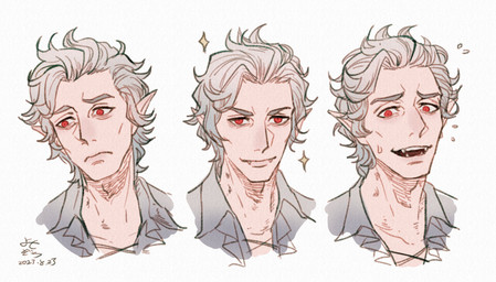 bite_mark bite_mark_on_neck fanged_bite_mark fanged_bite_mark_on_neck hair humanoid_pointy_ears male not_furry pointy_ears red_eyes scar smug solo sparkles white_hair onikura8 baldur's_gate baldur's_gate_3 bioware dungeons_and_dragons electronic_arts hasbro larian_studios wizards_of_the_coast astarion_(baldur's_gate) elf humanoid vampire absurd_res expression_sheet headshot_portrait hi_res portrait