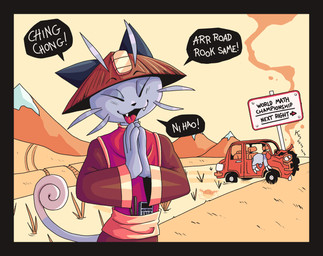 accident anthro asian_clothing black_border border car car_accident chinese_clothing clothing dialogue duo east_asian_clothing female group humor racism speech_bubble text vehicle ponporio nintendo pokemon ro_(duraspaz) sini_(duraspaz) alolan_form alolan_meowth generation_7_pokemon generation_8_pokemon hisuian_form hisuian_sneasel pokemon_(species) regional_form_(pokemon) hi_res