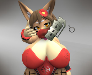 accessory anthro big_breasts big_butt breasts butt clothed clothing female fishnet_clothing fishnet_legwear flashbang flower flower_in_hair hair hair_accessory legwear looking_at_viewer plant simple_background solo wide_hips photolol.03 eminem_throw in_heat_(game) maddie_(in_heat) canid canine canis fox mammal 3d_(artwork) digital_media_(artwork)