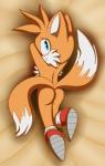 anthro bed butt clothing footwear furniture looking_at_viewer male nude solo amatsucat sega sonic_the_hedgehog_(series) miles_prower canid canine fox mammal absurd_res hi_res