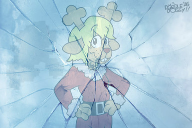 bound christmas_clothing clothing female frozen frozen_solid holidays solo doodledoggy christmas deltarune mariah_carey undertale_(series) berdly noelle_holiday hi_res