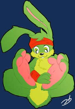 3_toes 4_fingers anthro big_feet biped black_nose clothing feet fingers foot_fetish foot_focus foot_rub fur green_body green_eyes green_fur hindpaw kerchief male nude paws simple_background smile soles solo toes transparent_background stormdragonblue epic_games jazz_jackrabbit_(series) jazz_jackrabbit hare lagomorph leporid mammal 2011 absurd_res alpha_channel digital_drawing_(artwork) digital_media_(artwork) hi_res signature