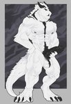 abs anthro ball_tuft balls black_penis body_hair claws digitigrade erection fur genitals glans happy_trail horn humanoid_genitalia humanoid_penis male muscular muscular_anthro muscular_male nipples pecs penis pubes simple_background solo standing tail toe_claws tuft killianroo 2023 digital_drawing_(artwork) digital_media_(artwork) hi_res