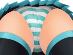 4:3 absolute_territory black_clothing black_legwear blue_and_white_striped_panties blue_clothing blue_panties blue_underwear bottomwear butt butt_shot close-up clothed clothing female footwear genital_focus grandfathered_content hatsune_miku human legwear low-angle_view mammal not_furry panties panty_shot pattern_bottomwear pattern_clothing pattern_panties pattern_underwear pleated_skirt pussy_focus samuneturi skirt socks solo striped_bottomwear striped_clothing striped_panties striped_underwear stripes thigh_highs thigh_socks underwear upskirt vocaloid worm's-eye_view