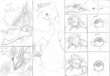 anthro beaten_up blood blood_from_mouth blood_in_mouth bodily_fluids catching_pokemon comic_panel dialogue duo female larger_female looming_over lying male on_front pokeball size_difference small_comic suspense sweat text torn_jacket wounded blackfox85 nintendo pokemon gin_(blackfox85) canid canine fox fox_spirit generation_6_pokemon legendary_pokemon mammal pokemon_(species) yveltal absurd_res comic english_text graphite_(artwork) hi_res monochrome traditional_media_(artwork)