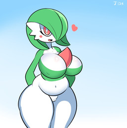big_breasts breasts chest_spike eyelashes eyewear female female_humanoid fingers first_person_view genitals green_body green_hair hair hands_behind_back heart_(marking) markings multicolored_body navel open_mouth open_smile pseudo_hair red_eyes slightly_chubby slightly_chubby_female slightly_chubby_humanoid smile solo spikes spikes_(anatomy) thick_thighs upper_teeth vulva white_body wide_hips jdkdoodles nintendo pokemon gardevoir generation_3_pokemon humanoid pokemon_(species) 2026 digital_drawing_(artwork) digital_media_(artwork) hi_res