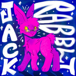 ambiguous_gender blue_background claws eyewear feral glasses logo paws scar self-harm_scars shadow simple_background solo sparklefur standing jackrabbit_(artist) corey_(jackrabbit) hare hybrid lagomorph leporid mammal rabbit 1:1 2025 absurd_res digital_drawing_(artwork) digital_media_(artwork) hi_res ibispaint_(artwork) shaded signature