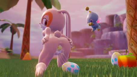 ambiguous_gender anal_oviposition anthro bent_over biped blue_body butt day duo egg egg_in_ass egg_insertion eye_markings female floppy_ears flying genitals hand_on_butt hand_on_own_butt kneeling looking_at_another looking_back markings nude object_in_ass orange_markings outside oviposition palm_tree plant rear_view scut_tail short_tail sky tail tan_body tree vulva young young_anthro young_female furfnsfw sega sonic_the_hedgehog_(series) cheese_the_chao cream_the_rabbit chao_(sonic) lagomorph leporid mammal rabbit 16:9 2023 3d_(artwork) 3d_animation animated digital_media_(artwork) hi_res loop no_sound short_playtime video widescreen