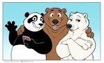 anthro blue_background cellphone crossed_arms electronics gesture group hands_on_shoulders looking_at_viewer male narrowed_eyes open_mouth open_smile phone simple_background smartphone smile text trio waving waving_at_viewer nikraccoom cartoon_network we_bare_bears grizzly_(we_bare_bears) ice_bear_(we_bare_bears) panda_(we_bare_bears) bear brown_bear giant_panda grizzly_bear mammal polar_bear ursine 2021 absurd_res comic hi_res url