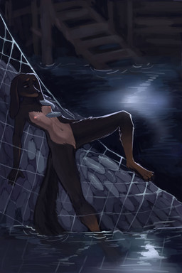 anthro black_body black_fur female feral floppy_ears fluffy fluffy_legs fluffy_tail fur furless_belly furless_breasts group imminent_infestation parasite tail tawny_fur foxeylady bloodborne fromsoftware sony_corporation sony_interactive_entertainment angel_shadow canid canine canis dachshund domestic_dog hunting_dog kos_parasite long-haired_dachshund mammal mollusk 2:3 absurd_res hi_res
