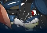 2016 3_toes 4_fingers anthro balls black_nose black_penis bodily_fluids canid canine chest_spike cum cum_everywhere cum_on_penis digital_drawing_(artwork) digital_media_(artwork) drgnalexia erection eyes_closed feet fingers fur generation_4_pokemon genital_fluids genitals glistening hindpaw inflatable inflation kerchief lucario male mammal markings masturbation messy neckerchief nintendo nude open_mouth paws penile penile_masturbation penis pokemon pokemon_(species) red_eyes sex_doll sex_toy shadow smile solo spikes spikes_(anatomy) striped_body striped_fur stripes sweat toes vinyl white_body white_fur