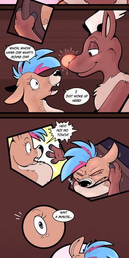 antlers award black_nose blue_eyes blush blush_lines brown_body brown_eyes brown_fur deer_head dialogue dream_manipulation duo fur glowing glowing_nose heart_symbol horn kissing mounted_trophy pink_nose psychic_powers red_nose sleeping speech_bubble taxidermy text transformation trophy trophy_head yellow_body yellow_fur trevor-fox nintendo pokemon kyp_(character) rudolph_the_red-nosed_reindeer trevor-fox_(character) deer generation_2_pokemon girafarig mammal new_world_deer pokemon_(species) reindeer absurd_res comic english_text hi_res long_image tall_image