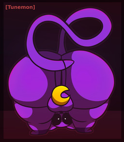 anthro backsack balls big_butt black_border black_sclera border butt fur genitals jewelry looking_at_viewer looking_through looking_through_legs male pendant purple_body purple_fur solo tail white_eyes tunemon mob_entertainment poppy_playtime smiling_critters catnap_(poppy_playtime) domestic_cat felid feline felis mammal hi_res