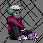 3_toes anthro claws feet green_eyes heterochromia male paws pink_eyes purple_body smooth_skin soles solo toes tops muffinvinvin mythology muffin_(muffinvinvin) dragon kobold mythological_creature mythological_scalie scalie 1:1 hi_res