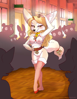 5_fingers ambiguous_gender anthro bedroom_eyes being_watched belt black_nose blonde_hair blush blush_lines breasts brown_belt brown_pupils clothed clothing collar countershading crowd day detailed_background door exhibitionism eyebrows eyelashes female female_focus fingers footwear front_view fur fur_tuft genitals gold_(metal) gold_collar grin group hair hand_on_hip holidays humanoid_genitalia humanoid_vulva inner_ear_fluff inside iris legwear lock looking_at_another looking_at_viewer medium_breasts metal_collar mistletoe mostly_nude multicolored_body multicolored_fur narrowed_eyes nipples outside padlocked_collar partially_clothed pink_clothing pink_footwear pink_nipples pink_socks plant pose public public_exposure public_nudity pupils school seductive silhouette smile snout socks solo_focus standing tail tan_body tan_ears tan_fur teeth text thigh_highs thigh_socks tuft two_tone_body two_tone_fur vulva white_body white_countershading white_fur window yellow_collar yellow_eyes conditional_dnp dark_prism christmas naked_penny penny_fenmore canid canine fennec_fox fox mammal true_fox 2021 artist_name colored digital_media_(artwork) full-length_portrait hi_res portrait signature
