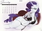 anthro anthrofied big_breasts bra breasts calendar calendar_graphic cleavage clothed clothing cutie_mark female hair horn lingerie panties pose purple_hair seductive solo underwear phylloaurea friendship_is_magic hasbro my_little_pony mythology rarity_(mlp) equid equine mammal mythological_creature mythological_equine unicorn pinup