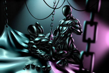 anal_beads buttplug chain chastity_cage chastity_device clothing collar faceless_character gimp gimp_mask gimp_suit latex latex_clothing latex_skinsuit leash male mask mutual_chastity plug_(sex_toy) sex_toy skinsuit tight_clothing ranconee jamesthedragon negadrake 2024 hi_res