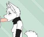 2017 6:5 anthro armwear blush breasts bridal_gauntlets canid canine canis clothed clothing digital_media_(artwork) duo ears_up erection faceless_character faceless_male fellatio female female_focus female_penetrated fur fuzzledfur genitals green_eyes humanoid_genitalia humanoid_penis looking_up male male/female male_penetrating male_penetrating_female mammal nipples oral oral_penetration partially_clothed penetration penile penis pixel_(artwork) scarf sex shallow_penetration simple_background solo_focus submissive white_body white_fur wolf