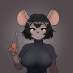 anthro big_breasts black_hair bottle breasts brown_body brown_eyes clothed clothing container female hair lipstick looking_at_viewer makeup open_mouth solo pamaht9 mammal murid murine rat rodent 1:1 hi_res signature spanish_description