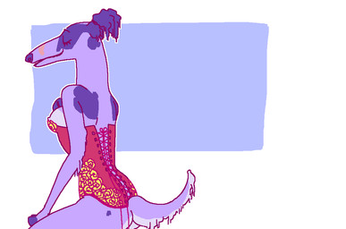 anthro arm_tuft biped blue_background blush breasts butt clothed clothing corset eyelashes eyes_closed female floppy_ears fluffy fluffy_tail fur hand_on_breast hand_on_leg humanoid_hands lingerie long_snout markings medium_breasts multicolored_body multicolored_fur outline purple_body purple_fur purple_nose purple_spots red_clothing side_boob side_view simple_background sitting skimpy slim small_waist smile snout solo spots spotted_body spotted_fur tail topwear tuft two_tone_body two_tone_fur two_tone_tail white_background white_body white_fur passionatefloorromance nina_(passionatefloorromance) borzoi canid canine canis domestic_dog hunting_dog mammal sighthound 2016 aliasing digital_drawing_(artwork) digital_media_(artwork) portrait three-quarter_portrait