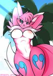 alternate_color anthro big_breasts black_sclera blue_eyes breasts countershade_torso countershading female fur genitals looking_at_viewer nude pink_body pink_fur pussy solo tuft white_body white_countershading conditional_dnp ineedanaccount bandai_namco digimon fan_character reyna_(lamont786) canid digimon_(species) mammal renamon hi_res