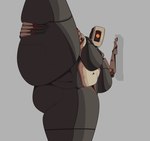 alternate_species breasts female flexible genitals humanoidized machine not_furry one_leg_up overweight overweight_female presenting presenting_pussy pussy raised_leg solo splits spread_legs spreading standing thick_thighs vertical_splits veskorart portal_(series) valve glados humanoid robot robot_humanoid absurd_res hi_res portrait three-quarter_portrait