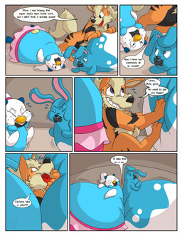 belly big_belly blue_body blue_eyes dialogue female feral fur gag group huge_belly inflation inside liquid_inflation orange_body orange_fur speech_bubble tape tape_gag text trio water_inflation dweet-tea nintendo pokemon rojo_(dweet-tea) arcanine azumarill generation_1_pokemon generation_2_pokemon generation_5_pokemon oshawott pokemon_(species) 2020 comic english_text hi_res