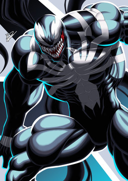 abs big_muscles black_body emblem empty_eyes male muscular not_furry sharp_teeth solo teeth tendrils trujillos99 marvel marvel_rivals venom_(marvel) alien alien_humanoid humanoid symbiote absurd_res hi_res