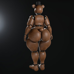 3_toes anthro anus anus_only back_boob big_breasts big_butt black_background breasts brown_body butt clothing crossgender curvy_figure feet female glistening glistening_body glistening_butt hat headgear headwear huge_butt machine mtf_crossgender rear_view scut_tail short_tail simple_background solo standing tail thick_thighs toes top_hat voluptuous voluptuous_anthro voluptuous_female wide_hips octal octal_(modeler) five_nights_at_freddy's scottgames freddy_(fnaf) animatronic bear mammal robot robot_anthro 1:1 2026 3d_(artwork) digital_media_(artwork) full-length_portrait hi_res portrait
