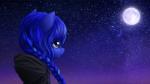 blue_hair clothing eyelashes female full_moon hair moon night outside solo darkstylerz hasbro my_little_pony earth_pony equid equine horse mammal pony 16:9 2018 hi_res widescreen