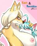 anthro big_breasts blush breasts duo female fur hair nipples smile coolryong ranshin 4:5 hi_res