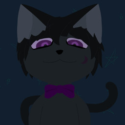 :3 ambiguous_gender anthro black_hair black_tail bow_ribbon ears_up facial_markings grey_body hair head_markings looking_at_viewer looking_down looking_down_at_viewer markings moon_(marking) purple_eyes solo star tail theyumeneko rooki_(key_rooki) domestic_cat felid feline felis mammal 1:1 2026 absurd_res digital_drawing_(artwork) digital_media_(artwork) hi_res
