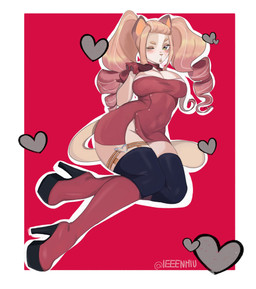 blush boots clothing female footwear fur green_eyes hair heart_symbol high_heeled_boots high_heels legwear multicolored_hair one_eye_closed shoes solo tan_body tan_fur thigh_highs wink miu_leen bara_(kiiunae) felid feline mammal absurd_res hi_res