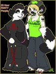 alternative_fashion anthro bondage_pants bottomwear chest_tuft clothed clothing duo female fur glamfur goth heterochromia juggalo male mall_goth pants red_cross shirt tail tank_top text topwear tuft zeriara zeriara_(character) bear giant_panda hybrid lemur mammal primate ring-tailed_lemur strepsirrhine 2006 digital_drawing_(artwork) digital_media_(artwork) english_text