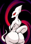 anthro big_butt big_ears butt crossed_arms huge_butt long_ears long_tail looking_back male rear_view red_eyes solo standing tail thick_thighs white_body white_ears white_skin nanodude78 earthbound_(series) nintendo giygas alien gieeg hi_res