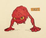 2016 5_fingers alternate_color alternate_species ambiguous_gender angry elemental_creature english_text fakemon fingers firefightdex front_view frown full-length_portrait generation_1_pokemon geodude goo_creature handstand hatching_(art) humanoid_hands lava lava_creature legless marco_fanjul marker_(artwork) mineral_fauna mixed_media nintendo no_sclera not_furry nude orange_eyes pen_(artwork) pokemon pokemon_(species) portrait shaded shadow simple_background solo text toony traditional_media_(artwork) waddling_head white_background