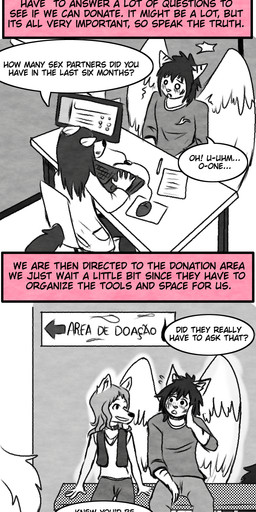 anthro automatic_door bodily_fluids chair clothed clothing computer computer_keyboard computer_monitor computer_mouse computer_screen dialogue duo electronics embarrassed embarrassed_male female furniture hospital inside male nervous nervous_sweat on_chair partners sitting sitting_on_chair speech_bubble sweat table talking_to_another talking_to_partner text wings arc_rose natascha_(arcrose) zephyr_(arcrose) avian bird canid canine canis domestic_cat domestic_dog felid feline felis husky hybrid mammal nordic_sled_dog spitz comic english_text hi_res
