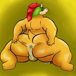 anthro anus balls big_butt butt butt_grab feet genitals hand_on_butt looking_at_viewer looking_back male solo thick_thighs laika_2 mario_bros nintendo bowser koopa scalie 1:1 hi_res