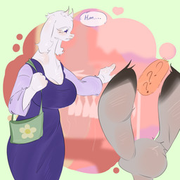 anthro bag clothing dress duo female fur horn store summer white_body white_fur flup_nyan disney undertale_(series) zootopia judy_hopps toriel lagomorph leporid mammal rabbit 1:1 absurd_res comic hi_res tagme