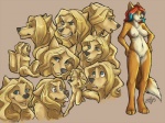 anthro biped breasts female genitals hands_on_hips looking_at_viewer nude pose pussy solo standing tail tongue tongue_out kaylii grace_kaiser canid canine fox mammal 2013 4:3 expression_sheet model_sheet