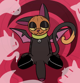 anthro balls biped black_body black_fur bodily_fluids clothing collar erection fur genital_fluids genitals group kneeling legwear male penis precum thigh_highs yellow_eyes silly_imp domestic_cat felid feline felis ghost mammal spirit