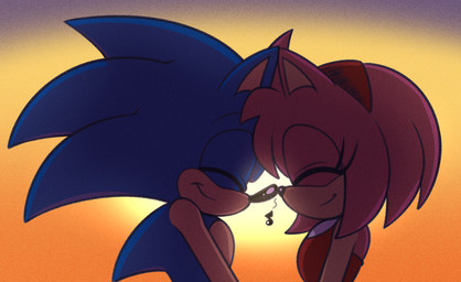 anthro boop duo eyes_closed female male male/female musical_note musical_symbol nose_boop nose_to_nose romantic romantic_couple smile sunset symbol hyoumaru sega sonic_the_hedgehog_(series) amy_rose sonic_the_hedgehog eulipotyphlan hedgehog mammal 2022