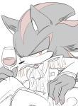 alcohol anthro beverage biped black_body black_fur claws clothing container costume cup drinking_glass fur glass glass_container glass_cup half-closed_eyes holding_object male narrowed_eyes red_body red_eyes red_fur ring simple_background sitting solo white_background wine wine_glass sikai sega sonic_the_hedgehog_(series) shadow_the_hedgehog eulipotyphlan hedgehog mammal