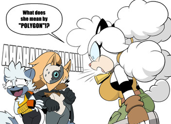 anthro big_breasts breasts cleavage clothed clothing female group mask text trio omegasunburst third-party_edit idw_publishing sega sonic_the_hedgehog_(comics) sonic_the_hedgehog_(idw) sonic_the_hedgehog_(series) lanolin_the_sheep_(sonic) tangle_the_lemur whisper_the_wolf bovid canid canine canis caprine lemur mammal primate sheep strepsirrhine wolf 11:8 2023 english_text hi_res monochrome