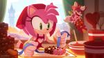 anthro apron being_watched clothing dessert eating eyes_closed female food fur gloves green_eyes group handwear holidays ice_cream looking_at_another male pink_body pink_fur purple_body purple_fur red_body red_fur smile white_body white_fur window yellow_eyes uno_yuuji sega sonic_channel sonic_the_hedgehog_(series) sonic_unleashed valentine's_day amy_rose big_the_cat chip_(sonic) domestic_cat eulipotyphlan felid feline felis hedgehog mammal 16:9 official_art widescreen