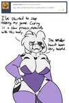 anthro ask_blog asriel_dreemurr_(god_form) big_breasts black_sclera boss_monster_(undertale) bovid breasts caprine clothed clothing crossgender curvy_figure english_text fangs female floppy_ears fur goat greeting hair hair_over_eye hand_on_hip heart_(marking) heart_symbol horn huge_breasts mammal markings mtf_crossgender one_eye_obstructed robertge solo teeth text undertale undertale_(series) voluptuous white_body white_fur wide_hips